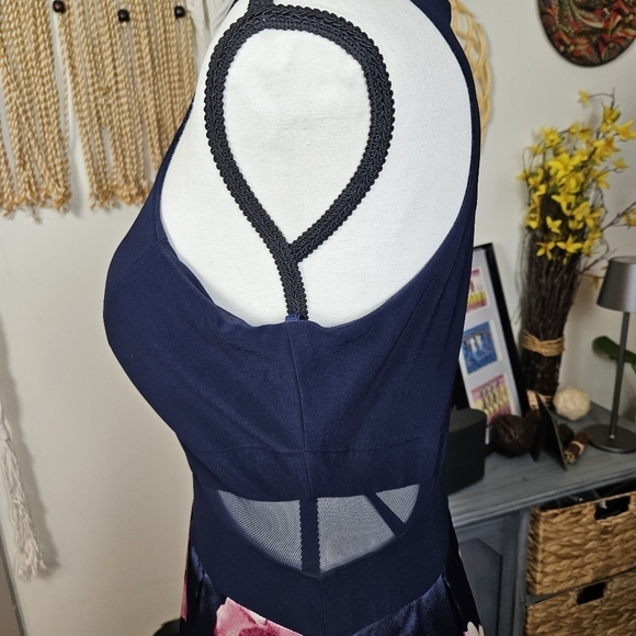 XSCAPE  Petite Solid & Floral High-Low Gown Dress Size 10P Formal Wedding Party - Picture 8 of 13